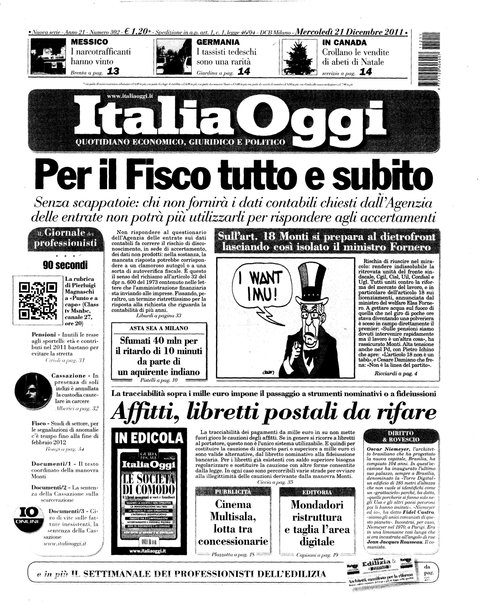 Italia oggi : quotidiano di economia finanza e politica